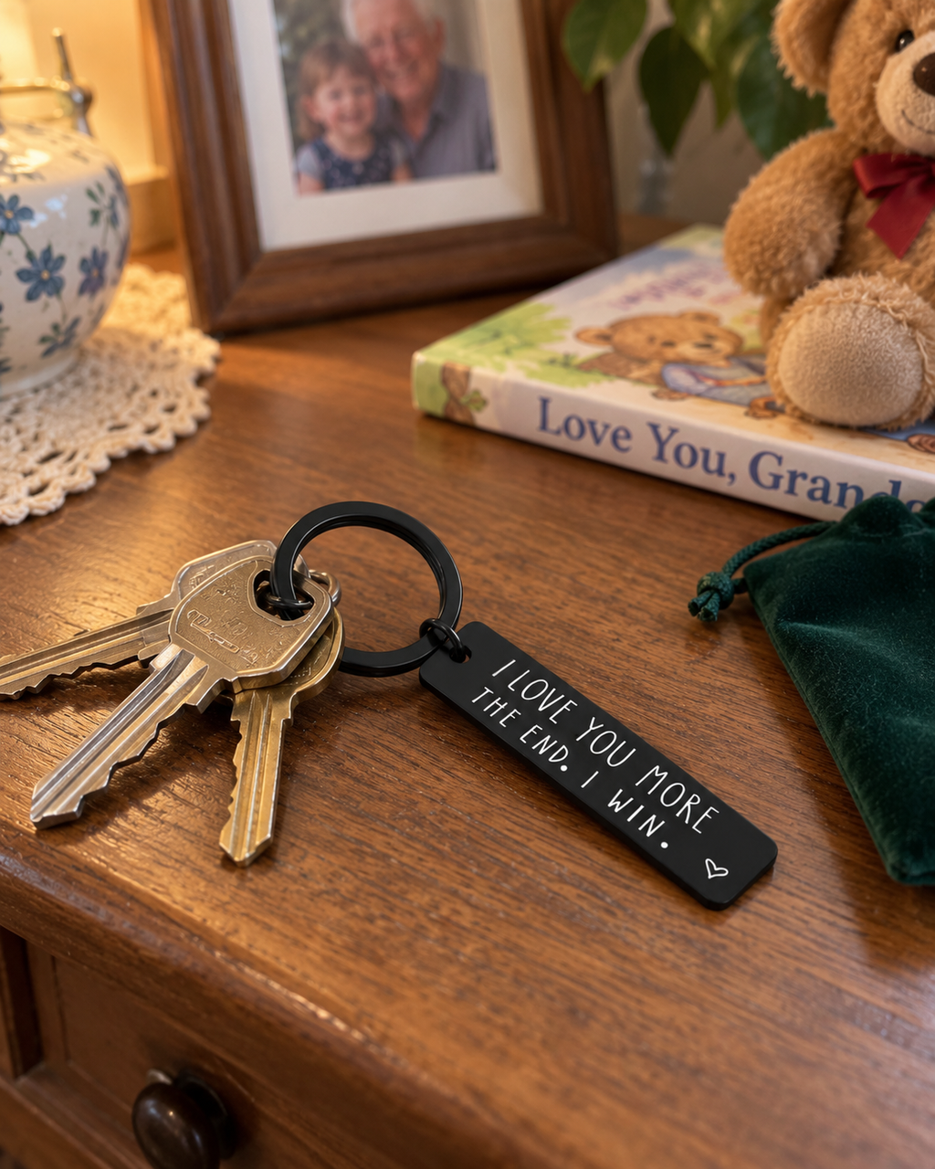 I love you more the end, i win - Keychain for Couples