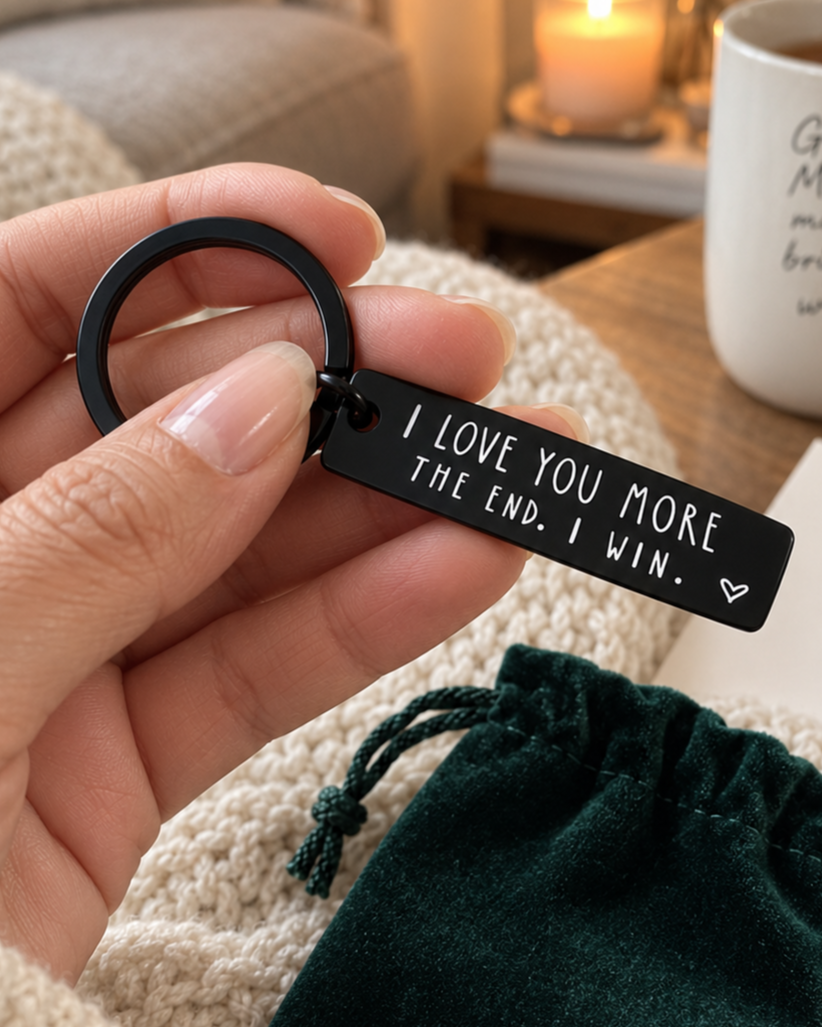 I love you more the end, i win - Keychain for Couples